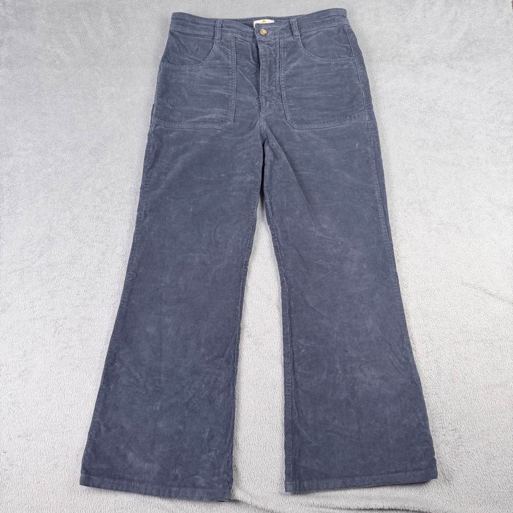 Marine Layer Gray Blue Corduroy Wide Leg Patch Pocket Pants 17952 Size 12